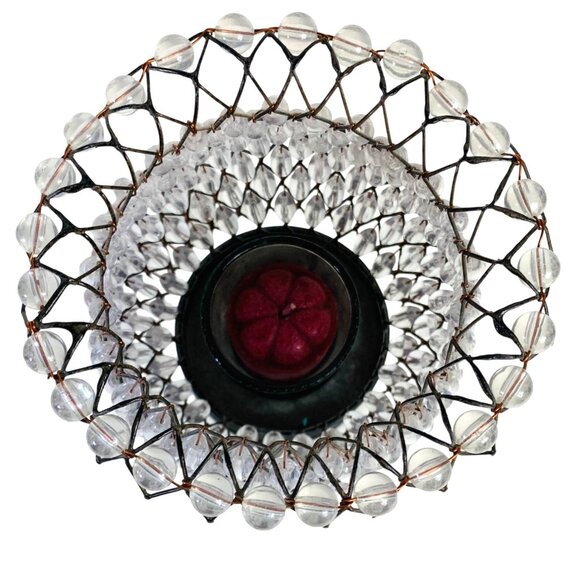 Home Interiors Beaded Wire Candle Holder Pedestal Base Glass Beads Home Decor - Picture 4 of 11